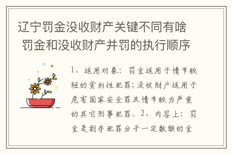 辽宁罚金没收财产关键不同有啥 罚金和没收财产并罚的执行顺序