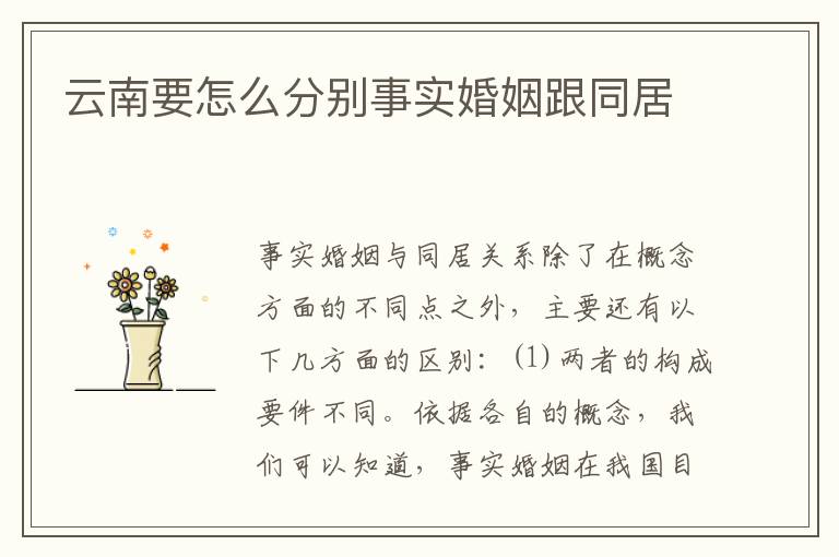 云南要怎么分别事实婚姻跟同居