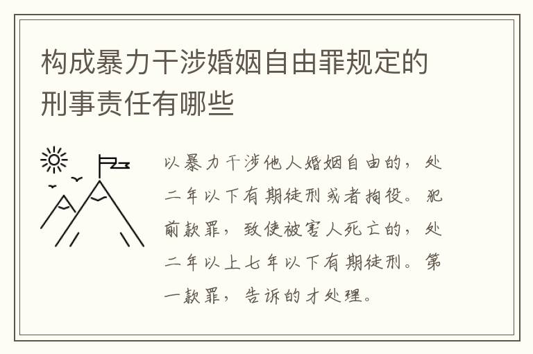 构成暴力干涉婚姻自由罪规定的刑事责任有哪些
