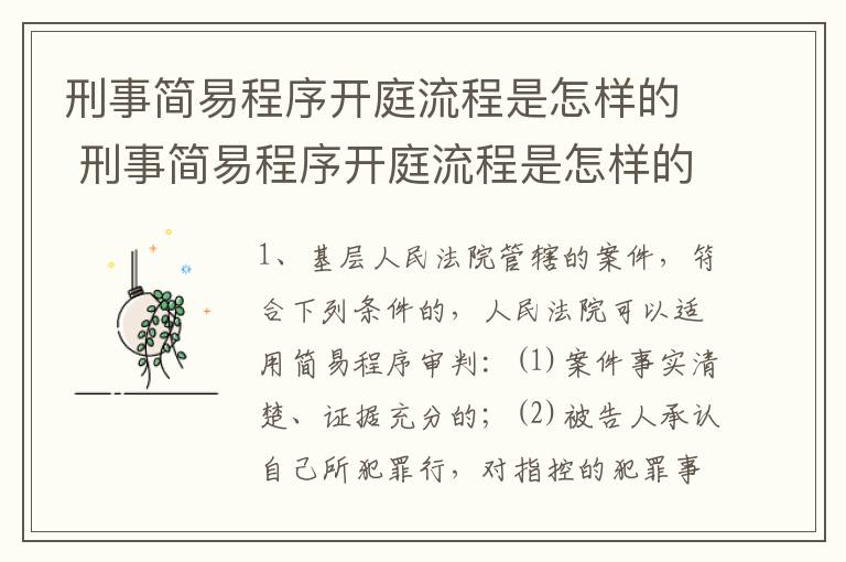 刑事简易程序开庭流程是怎样的 刑事简易程序开庭流程是怎样的呢