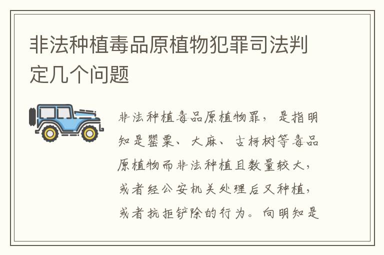 非法种植毒品原植物犯罪司法判定几个问题