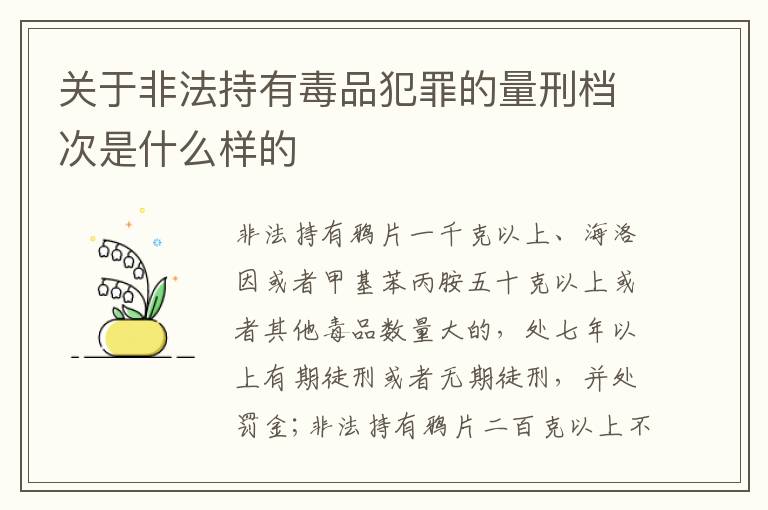 关于非法持有毒品犯罪的量刑档次是什么样的