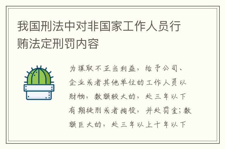 我国刑法中对非国家工作人员行贿法定刑罚内容