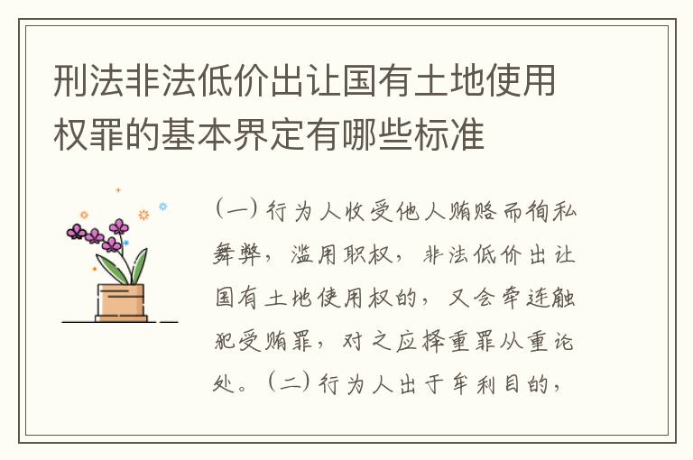 刑法非法低价出让国有土地使用权罪的基本界定有哪些标准