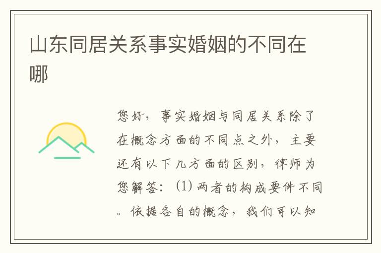 山东同居关系事实婚姻的不同在哪
