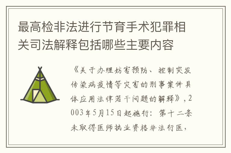 最高检非法进行节育手术犯罪相关司法解释包括哪些主要内容
