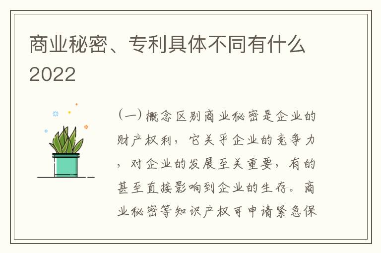 商业秘密、专利具体不同有什么2022