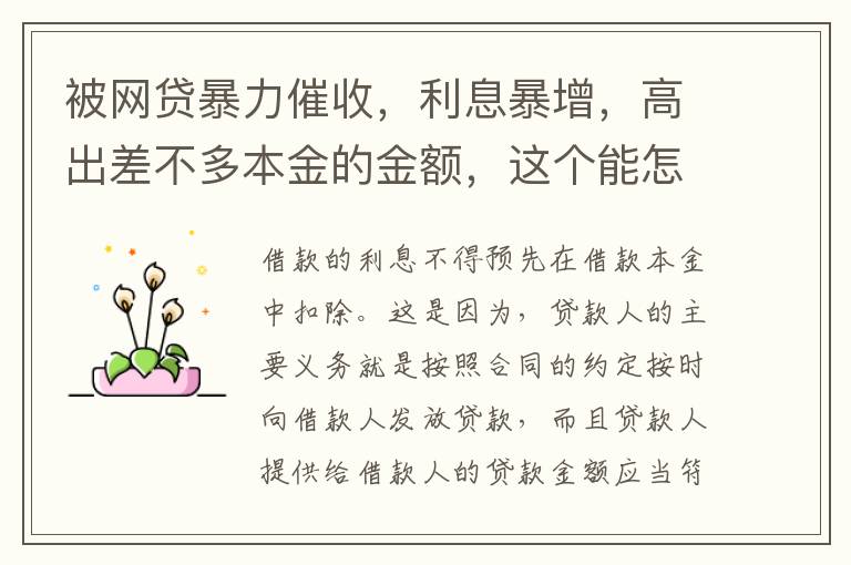 被网贷暴力催收，利息暴增，高出差不多本金的金额，这个能怎么办