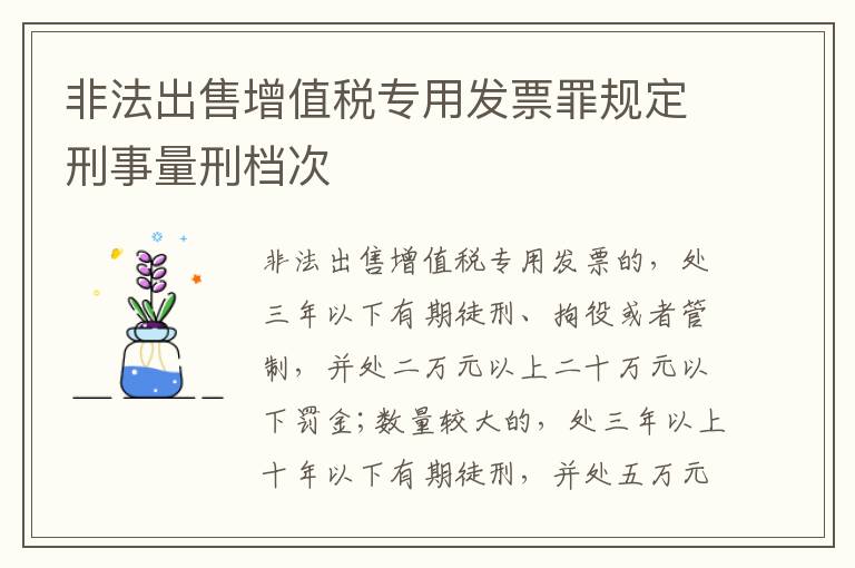 非法出售增值税专用发票罪规定刑事量刑档次