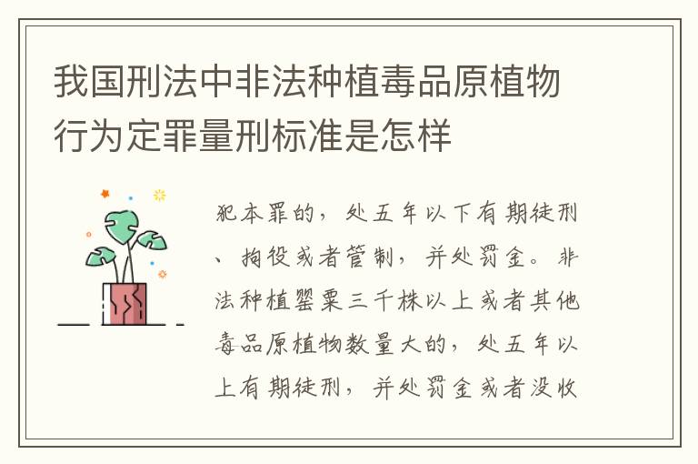 我国刑法中非法种植毒品原植物行为定罪量刑标准是怎样