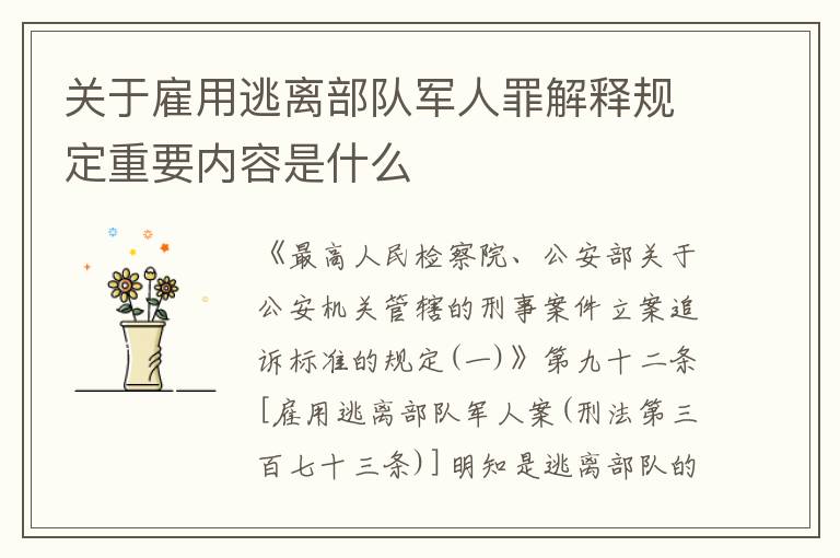 关于雇用逃离部队军人罪解释规定重要内容是什么