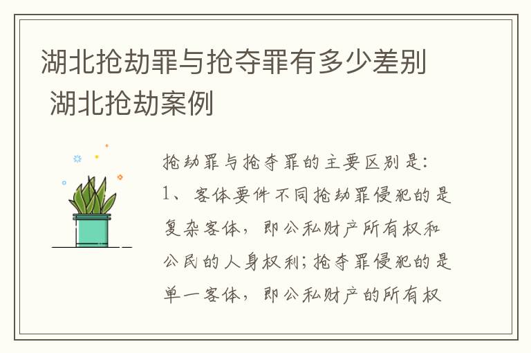 湖北抢劫罪与抢夺罪有多少差别 湖北抢劫案例