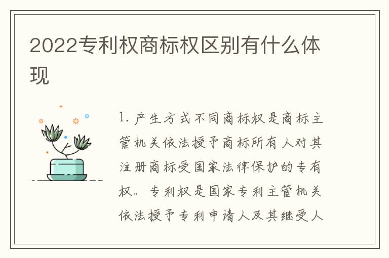 2022专利权商标权区别有什么体现