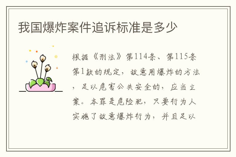 我国爆炸案件追诉标准是多少