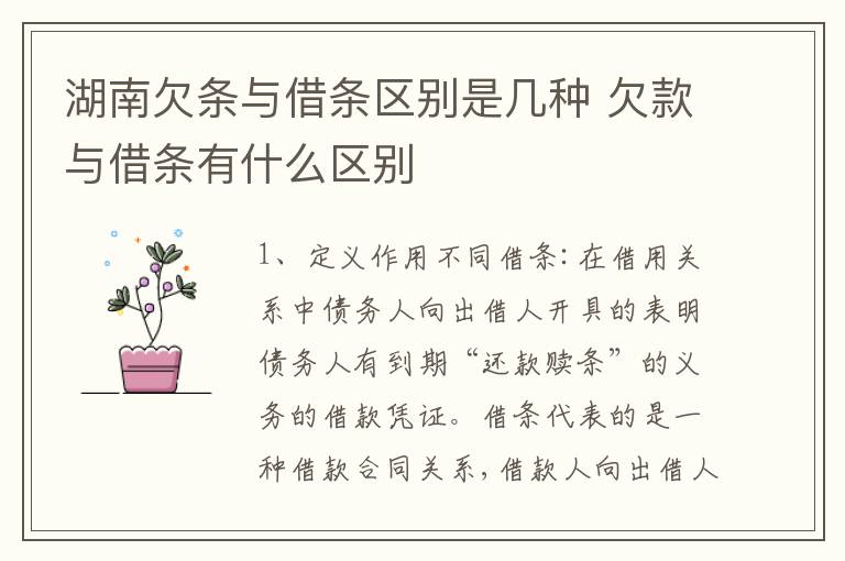 湖南欠条与借条区别是几种 欠款与借条有什么区别