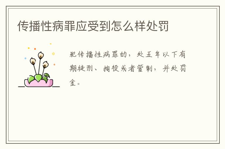 传播性病罪应受到怎么样处罚