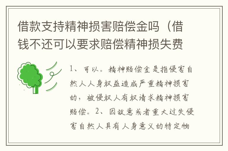 借款支持精神损害赔偿金吗（借钱不还可以要求赔偿精神损失费吗）