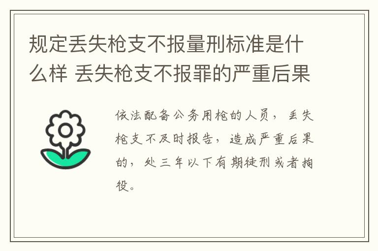 规定丢失枪支不报量刑标准是什么样 丢失枪支不报罪的严重后果