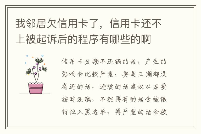 我邻居欠信用卡了，信用卡还不上被起诉后的程序有哪些的啊
