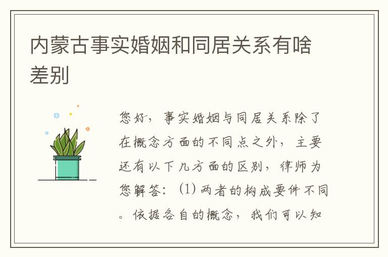内蒙古事实婚姻和同居关系有啥差别