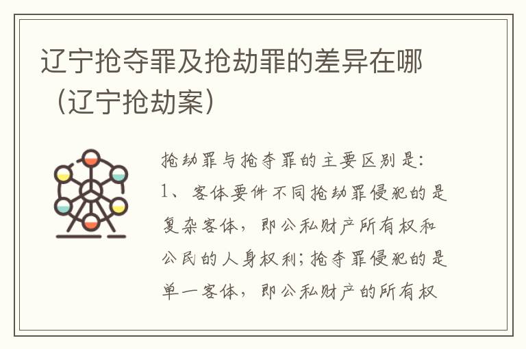 辽宁抢夺罪及抢劫罪的差异在哪（辽宁抢劫案）