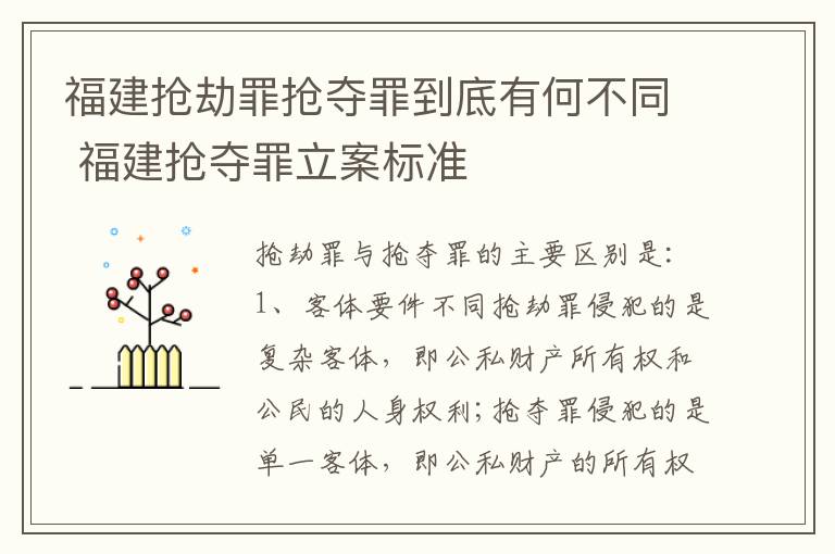 福建抢劫罪抢夺罪到底有何不同 福建抢夺罪立案标准