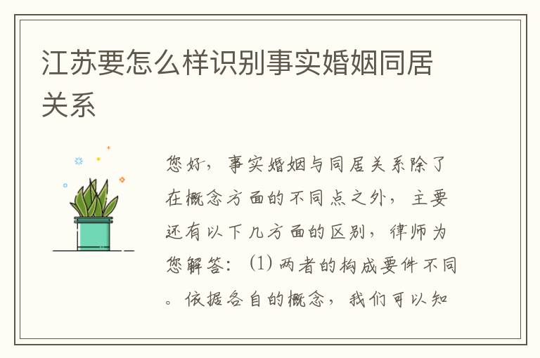 江苏要怎么样识别事实婚姻同居关系