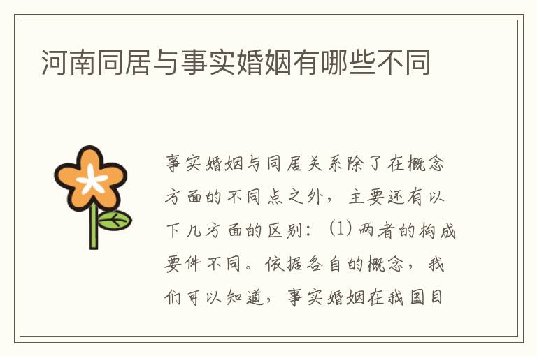 河南同居与事实婚姻有哪些不同