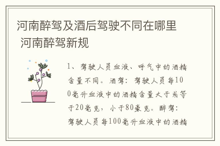 河南醉驾及酒后驾驶不同在哪里 河南醉驾新规