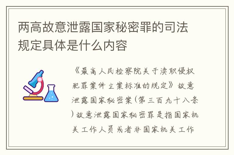 两高故意泄露国家秘密罪的司法规定具体是什么内容