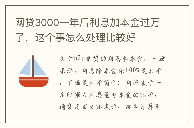 网贷3000一年后利息加本金过万了，这个事怎么处理比较好
