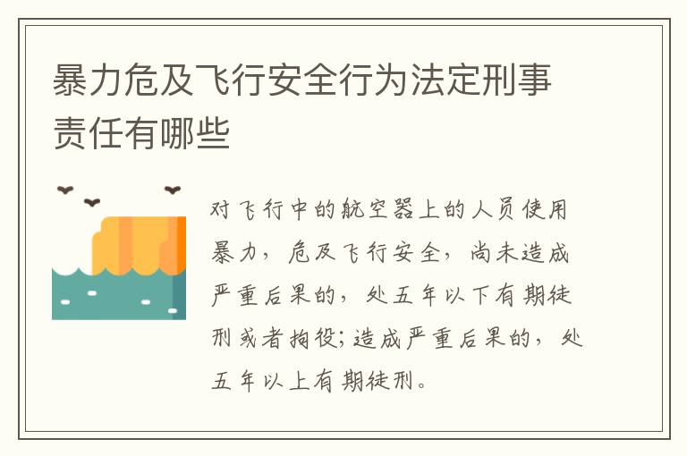 暴力危及飞行安全行为法定刑事责任有哪些