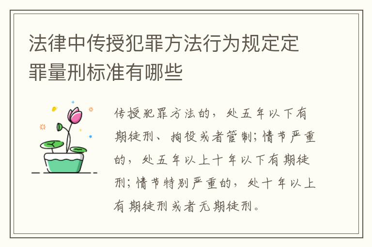 法律中传授犯罪方法行为规定定罪量刑标准有哪些