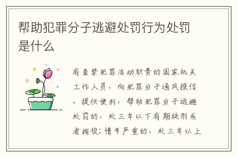 帮助犯罪分子逃避处罚行为处罚是什么