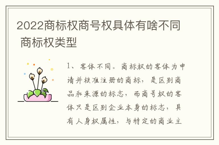 2022商标权商号权具体有啥不同 商标权类型