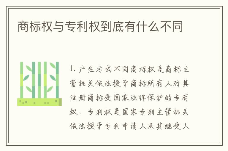商标权与专利权到底有什么不同