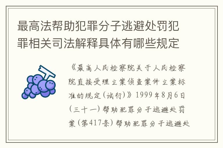 最高法帮助犯罪分子逃避处罚犯罪相关司法解释具体有哪些规定