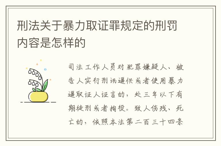 刑法关于暴力取证罪规定的刑罚内容是怎样的