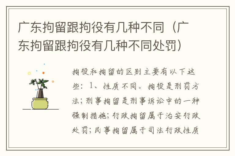 广东拘留跟拘役有几种不同（广东拘留跟拘役有几种不同处罚）