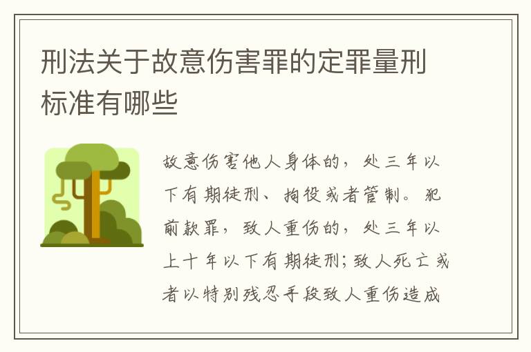 刑法关于故意伤害罪的定罪量刑标准有哪些
