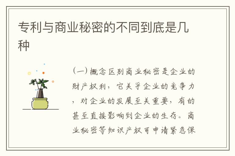 专利与商业秘密的不同到底是几种