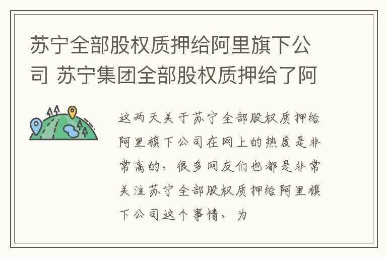 苏宁全部股权质押给阿里旗下公司 苏宁集团全部股权质押给了阿里巴巴