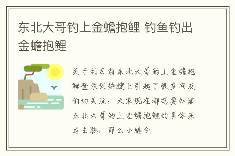 东北大哥钓上金蟾抱鲤 钓鱼钓出金蟾抱鲤