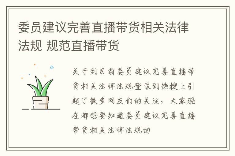 委员建议完善直播带货相关法律法规 规范直播带货