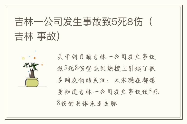 吉林一公司发生事故致5死8伤（吉林 事故）