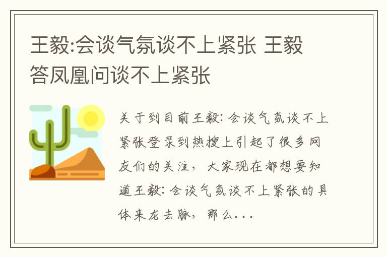 王毅:会谈气氛谈不上紧张 王毅答凤凰问谈不上紧张