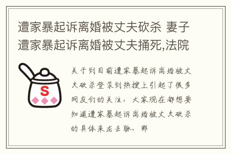 遭家暴起诉离婚被丈夫砍杀 妻子遭家暴起诉离婚被丈夫捅死,法院判处死刑