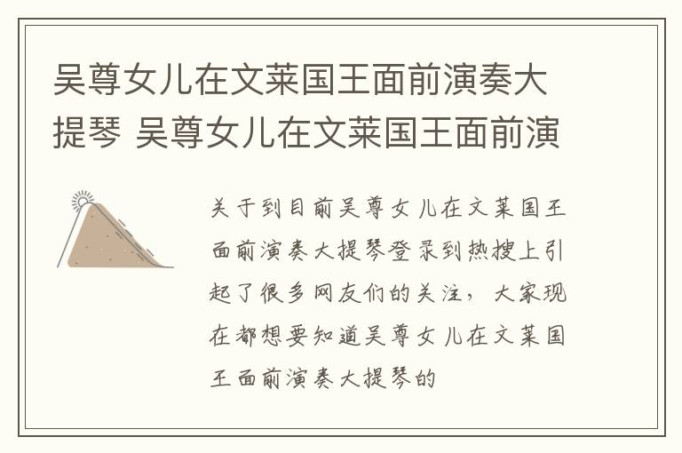 吴尊女儿在文莱国王面前演奏大提琴 吴尊女儿在文莱国王面前演奏大提琴视频