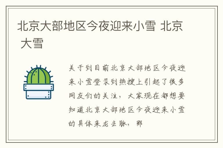 北京大部地区今夜迎来小雪 北京 大雪