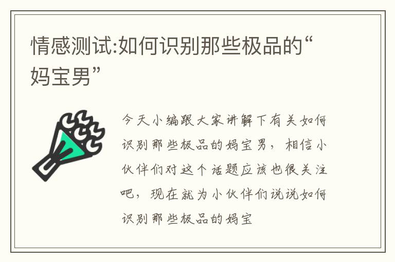 情感测试:如何识别那些极品的“妈宝男”